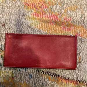 Coach Red Pebble Leather Zip Pouch